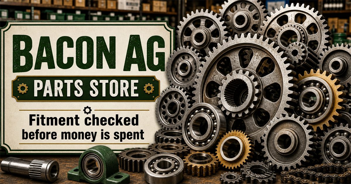 Gears and machinery parts for Bacon Ag fitment lookup